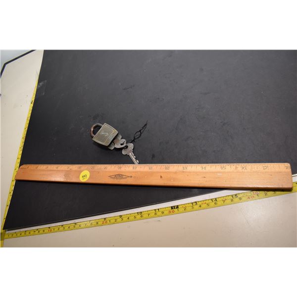 18” Ruler, Key & Padlock