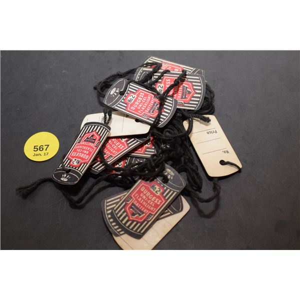 Antique Bag of Burgess Battery Price Labels