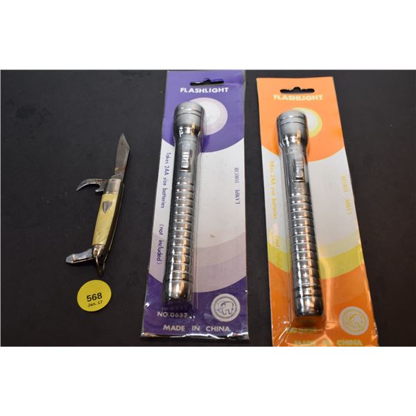 Richard Folding Knife, NOS Flashlights