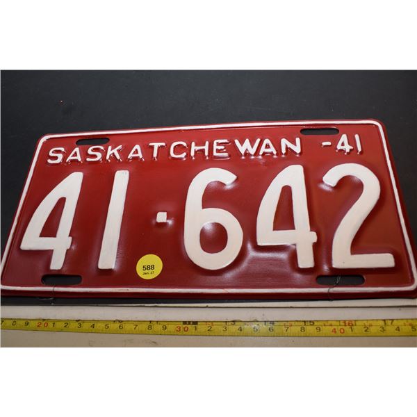 1941 Saskatchewan Truck Licence Plate – Repaint