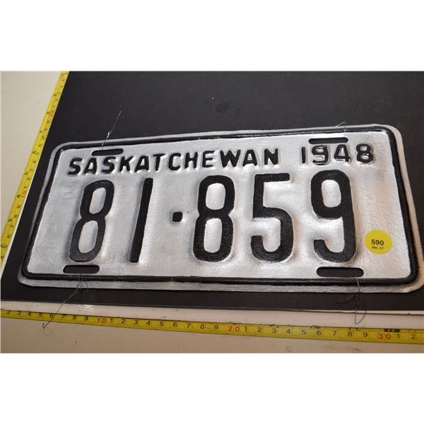 1948 Saskatchewan Truck Licence Plate - Repaint