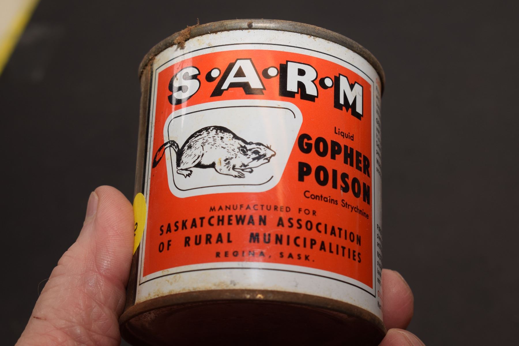 Gopher Poison Sign Regina Sask Gopher Poison Tin - Schmalz Auctions