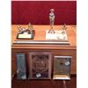 Image 1 : Vintage Graduation Trophy Toppers & Award Plaques Collection Lot features silver graduate figure wit