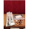 Image 1 : Elegant Silver Knife Set, Server & Napkin Rings Collection- Two fine knives in presentation box, a s