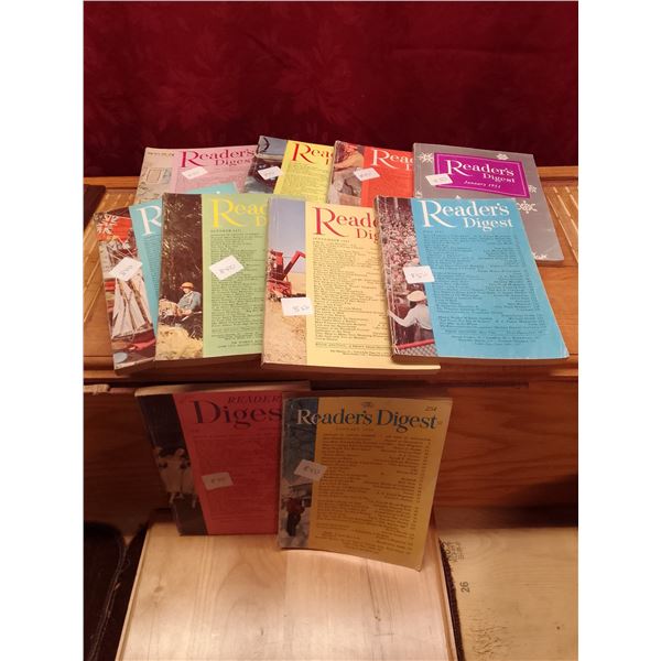 Reader's Digest Lot: 2 Issues from 1950 & 8 from 1951 Vintage Colorful Covers- This collection of 10
