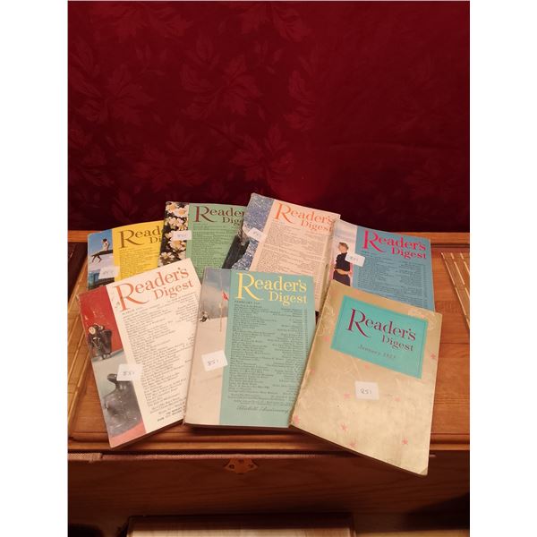 Reader's Digest Lot: 7 Issues from 1952 Vintage Colorful Covers Collection- This set of seven vintag