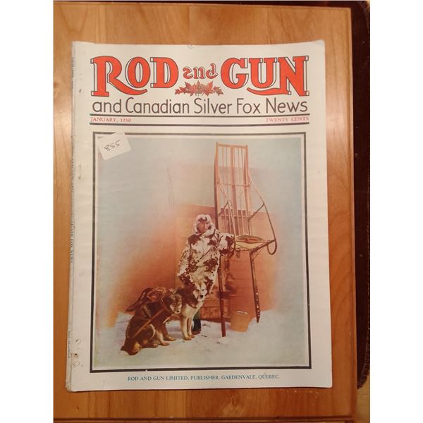 Rod and Gun Jan 1930: Winter Dogsled & Husky Cover Vintage Canadian Issue- This January 1930 issue o