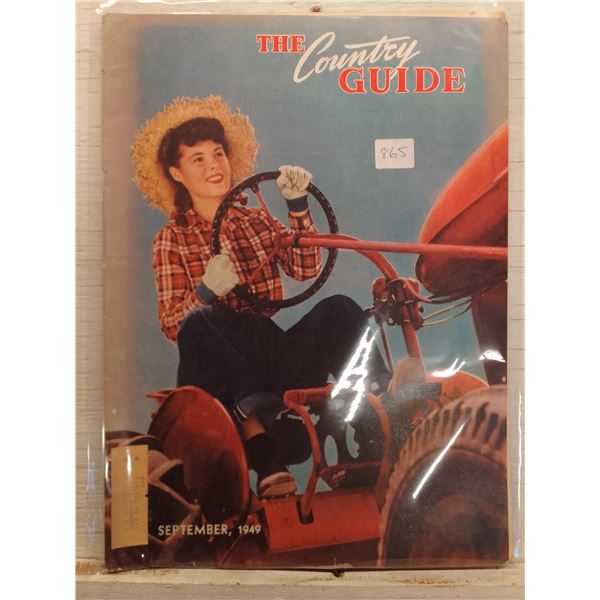 1949 Country Guide Cover: Smiling Woman Driving Red Tractor- The Country Guide is Canada's enduring 