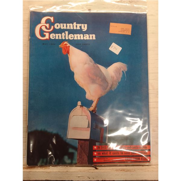 1941 Country Gentleman Cover: White Rooster Perched on Rural Mailbo- Country Gentleman was a promine
