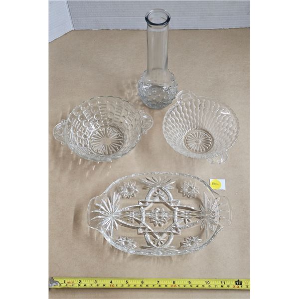 (4) Pieces Assorted Clear Crystal/Glassware