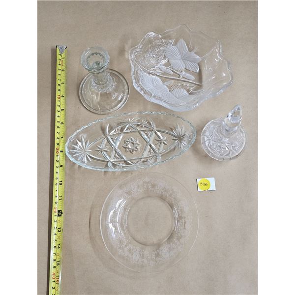 (5) Pieces Assorted Clear Crystal/Glassware