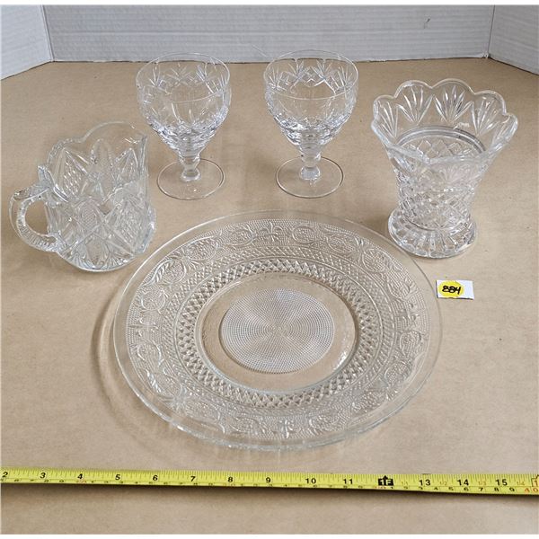 (5) Pieces Assorted Clear Crystal/Glassware