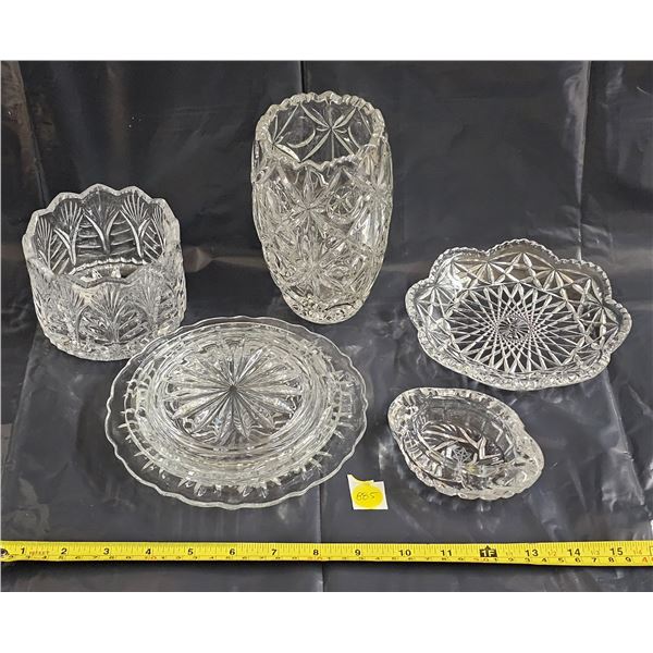 (5) Pieces Assorted Clear Crystal/Glassware