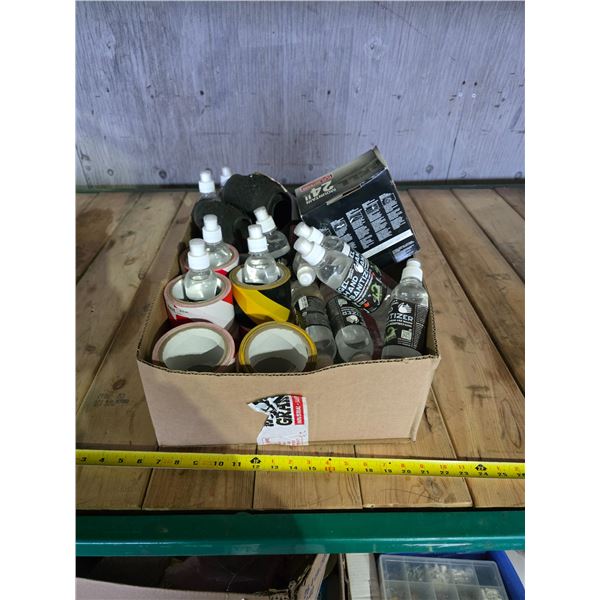 Tape, sanitizer and bike tire