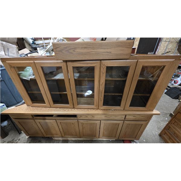 China cabinet with hutch- 97" by 21" by 65"H
