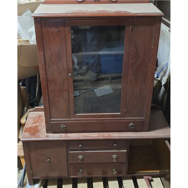 China cabinet with hutch- 51" by 18" by 64"H