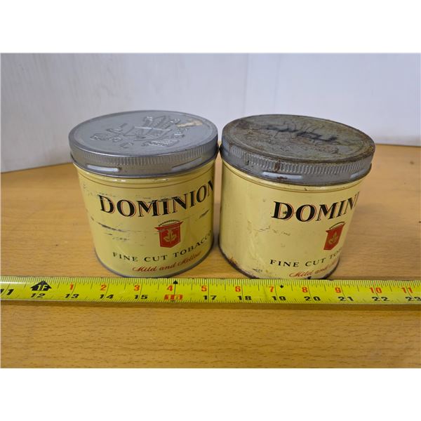 2 dominion tobacco tins
