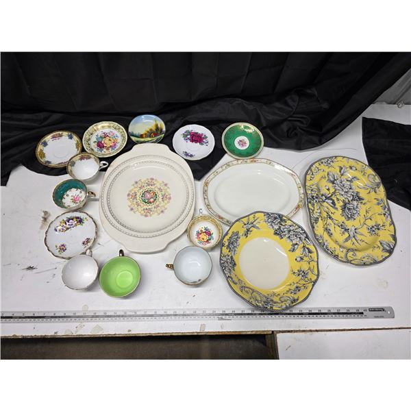 Lot of Dinnerware (Serving Trays (porcelain) Tea Cups, Saucers, bowls, and etc.)