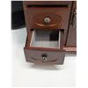 Image 7 : 9"x9"x4" Wooden Jewelry Box w/ Necklace Hanger and Storage Drawers