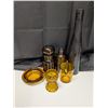Image 1 : Lot of Amber Glass Items (small Pitcher, bottles, and etc.)