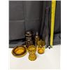 Image 5 : Lot of Amber Glass Items (small Pitcher, bottles, and etc.)