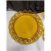 Image 2 : (2) amber Glass Trays (1) Divider w/ Amber Glass Candy Dish Possibly FTDA 1981