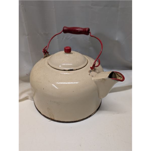 Large Vintage Enamel Ware Kettle
