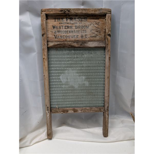 The Fraser Mountain Vintage wood and Glass Wash Board