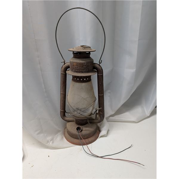 Vintage Beacon Lantern Modified w/ Wires and Bulb (Not Tested)