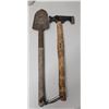 Image 1 : (2) Vintage Tools (1) Shovel Like (1) Wood Handle Axe/Hammer end