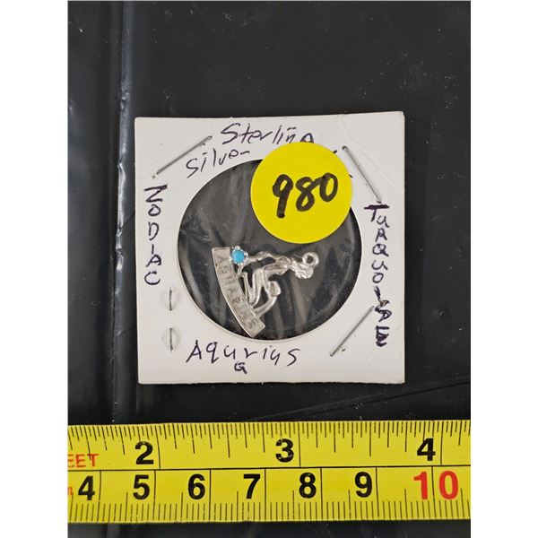 Sterling Silver Turquoise Aquarius Pendant **Unverified**