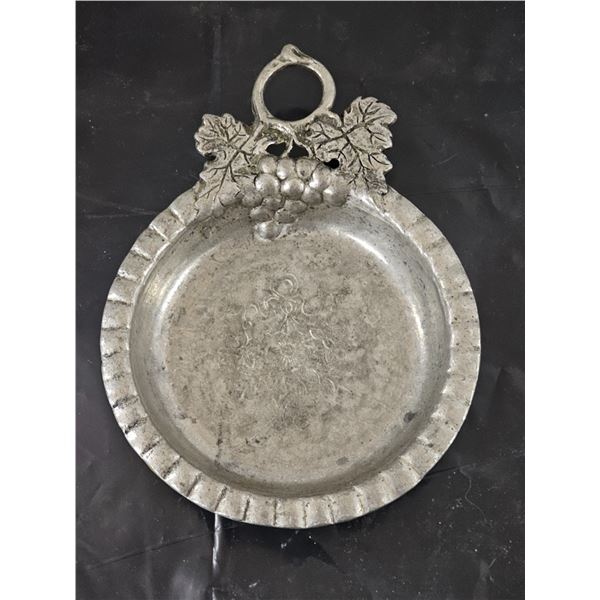 Vintage Pewter Wine Bottle Coaster w/ Cork Holder
