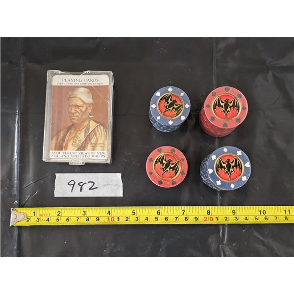 Vintage New Zealand Playing Cards, Bacardi Poker Chips