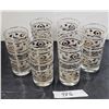 Image 1 : Set of (6) Vintage Highball Glasses.  Gold Floral Frosted Band. Dominion Glass, Canada.