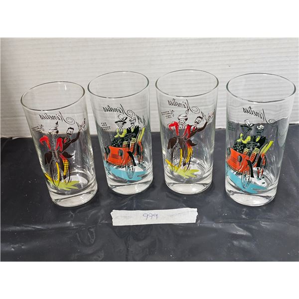 Set of (4) Anchor Hocking “Gay Nineties” Glass Tumbler