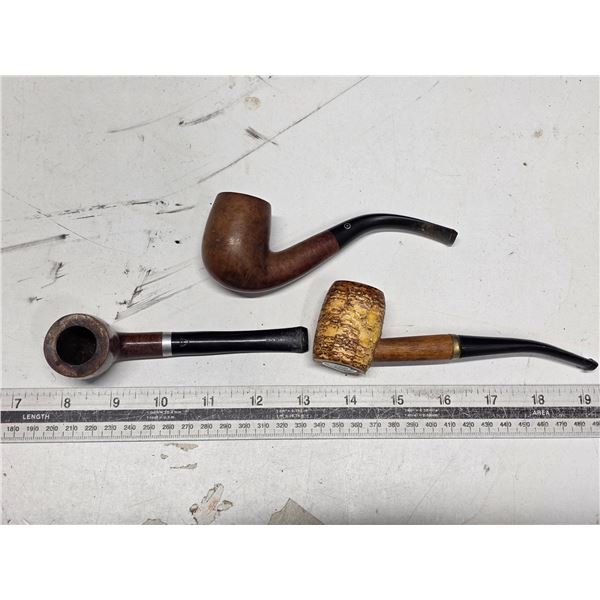 3 tobacco wood pipes
