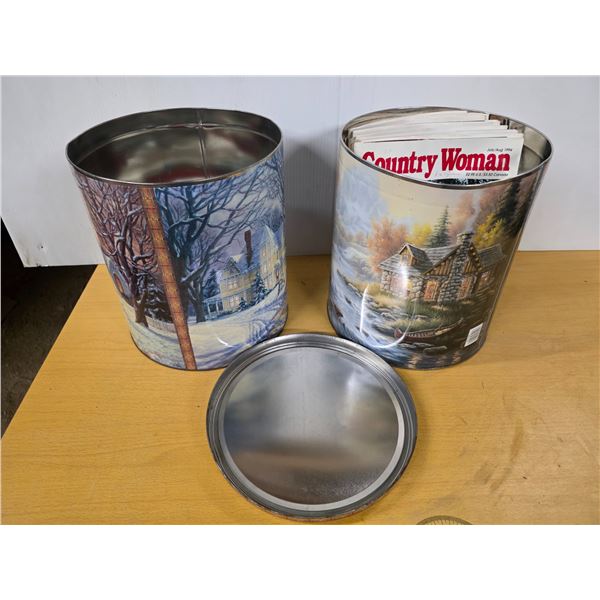 Storage tins with magazines