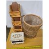 Image 1 : Jewelry box, wicker basket and shelf