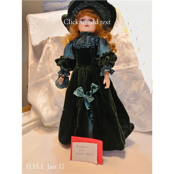 Porcelain Doll w/ Velvet Skirt