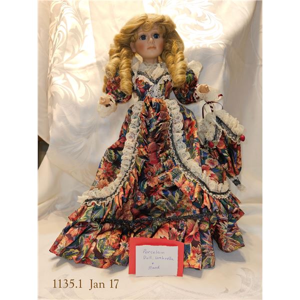 Porcelain Doll w/ Umbrella