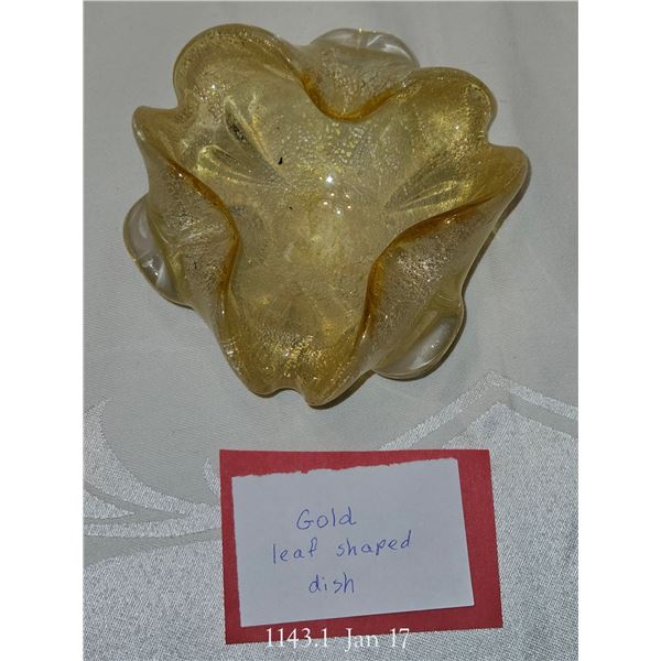 Gold Coloured Leaf Shaped Dish