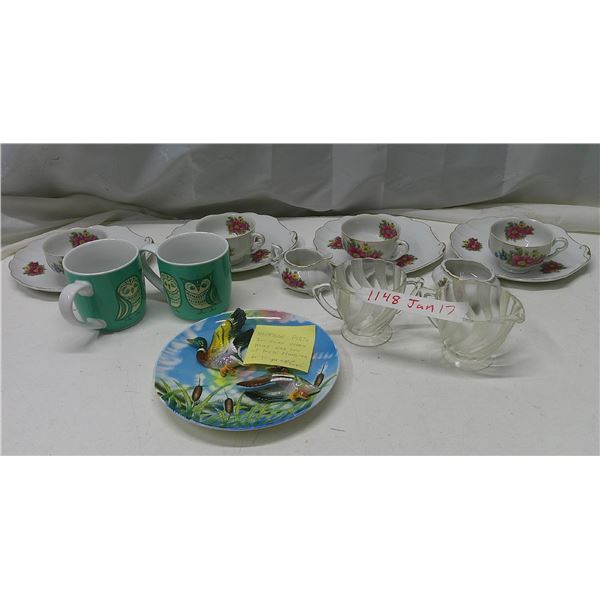 China tea set and other glass items