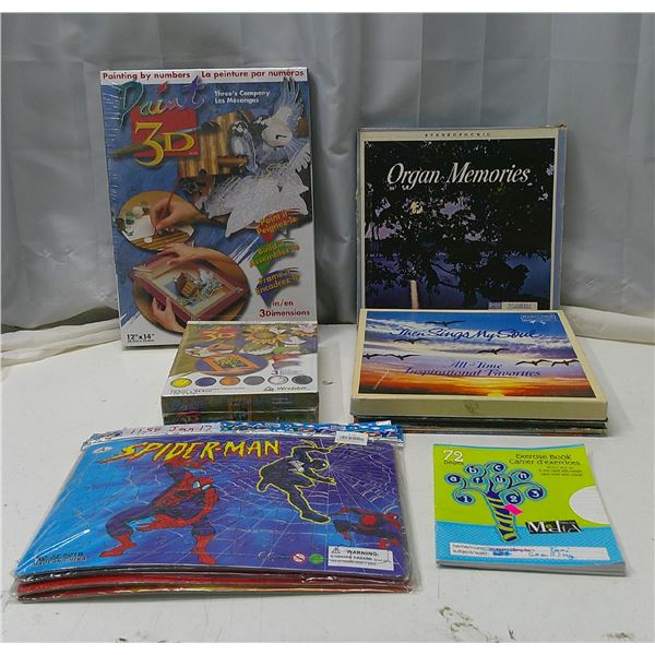 puzzles, paint by numbers, vinyl records
