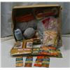Image 1 : box of yarn, fabric, and seam binding