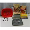 Image 1 : lot of cookbooks, baking pan, misc utensils