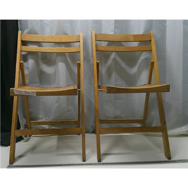2 wood folding chairs