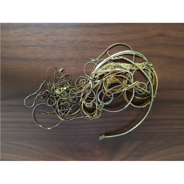 Lot of Misc. Gold Coloured Jewelry And Etc. (Bracelets, Necklaces, Rings)