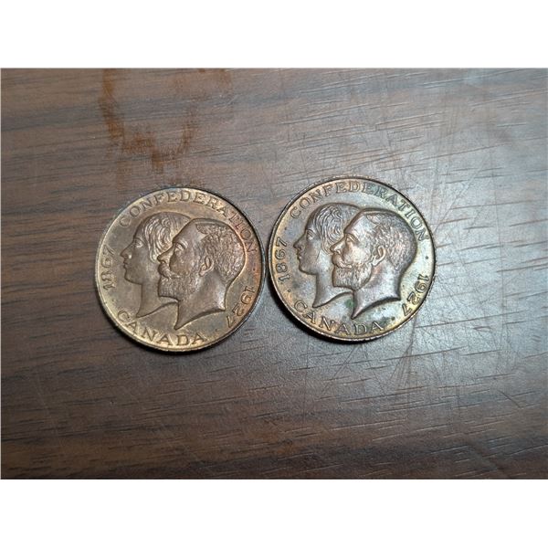 (2) 1927 Confederation Canadian Coins