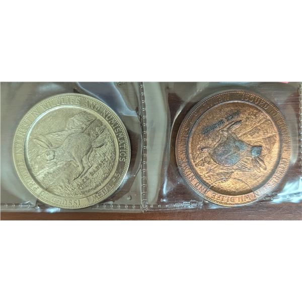 (2) Uncirculated American Wildlife Series Wild Wood Medallic Arts Medals (Jack Rabbit)