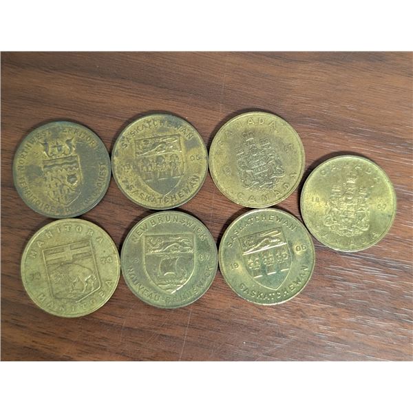 (7) Canadian Antique Tokens From Different Provinces
